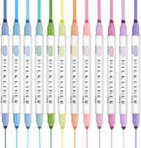 Yoousoo Double Highlighter Pens Assorted Colors, 12 Colors Broad And Fine Tips - £28.71 GBP