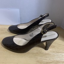 Sam &amp; Libby Sleyespy Leather Alligator Buckles Heels ~ Brown Size 6M - $24.01