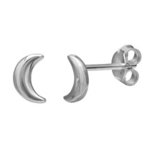 14K White Gold Finish Sterling Silver Moon Stud Earrings For Women&#39;s - £28.00 GBP