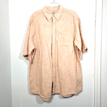 LL Bean 100% Linen Button Down Camp Shirt Size XL Reg Mens Beige Short S... - £18.34 GBP