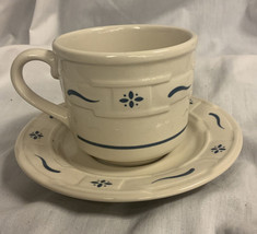 Longaberger Pottery Woven Traditions Tea Cups Saucers Heritage Blue - £5.67 GBP
