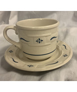 Longaberger Pottery Woven Traditions Tea Cups Saucers Heritage Blue - $7.25