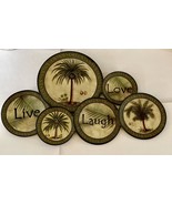 Live Laugh Love Metal Sign Wall Art Tropical Palm Trees Plates 28 X 17.5” - $14.96