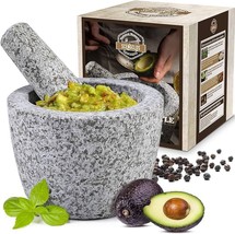 Mortar And Pestle Stone Marble Set Wood Pestal Natural Spice Herb Pill Grinder - £27.45 GBP