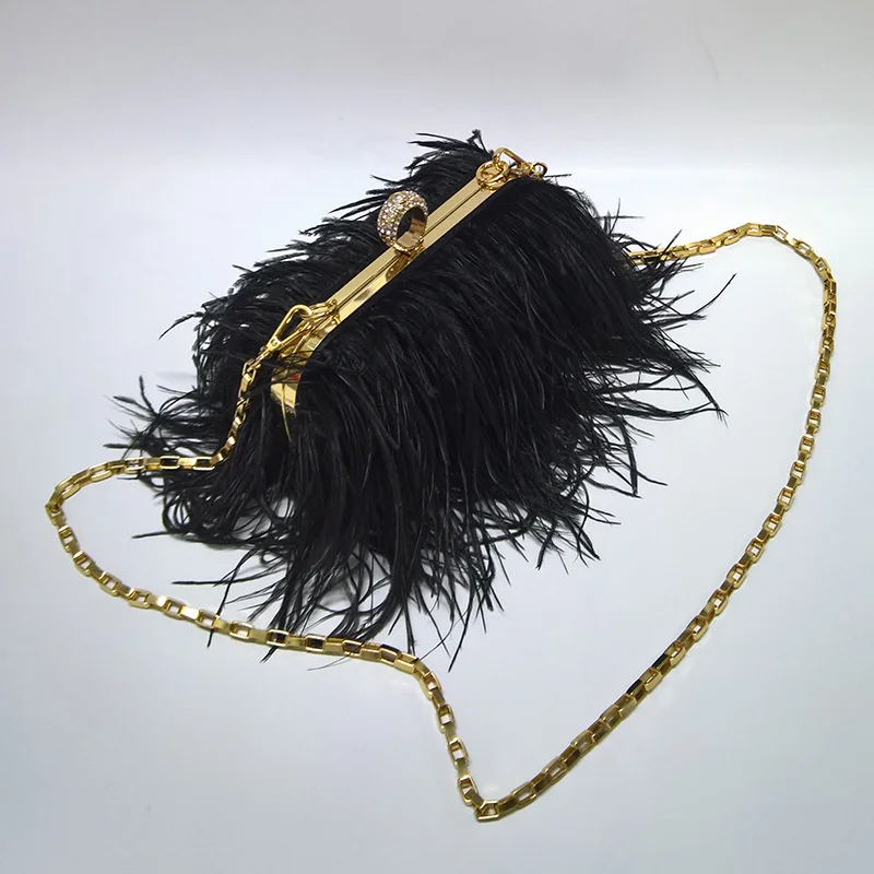 [BXX] Fashion Versatile Feathers Chains Dinner Bag Women&#39;s 2023 New Trend Green  - $98.84