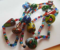 Trade Beads Multi-color Art Glass 32" - $189.34
