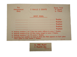 Spot Pool Pinball Machine Instruction Score Rules Card 1959 Unused 5 Ball Play - £17.97 GBP