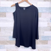 Clara Sun Woo Asymmetric Cold Shoulder Longline Blouse Black Womens Small - £29.78 GBP