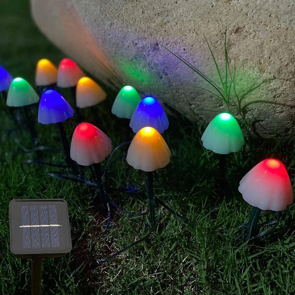 LED Solar Mushroom String Lights Outdoor scape Fairy Lamp Waterproof Solar Light - £151.75 GBP