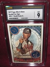 2019 TOPPS ALLEN &amp; GINTER #BSS-1 RONALD ACUNA JR. BASEBALL STAR SIGNS CSG 9 - £63.20 GBP