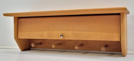 *MA) Wooden Hanging Coat Rack Pegs Hat Shelf Storage Flip Bin Country Fa... - $39.59