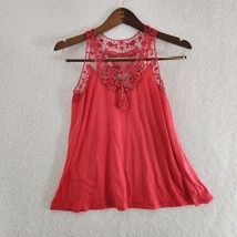Tank Top Lace Sheer Coral Pink Women&#39;s Pout Medium - £10.83 GBP
