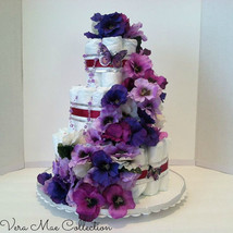 Baby Shower Diaper Cake With Butterflies For A Beautiful Baby Girl - $75.95