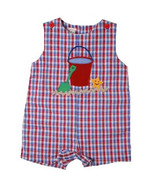 Cute Petit Ami Red Blue Plaid Baby Boy Shortall Romper w/Sand Pail, Cott... - £19.17 GBP