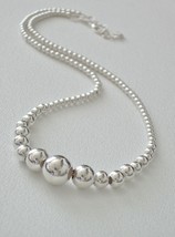 Sterling Silver Graduated Bead Necklace - £95.38 GBP