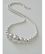 Sterling Silver Graduated Bead Necklace - £96.73 GBP