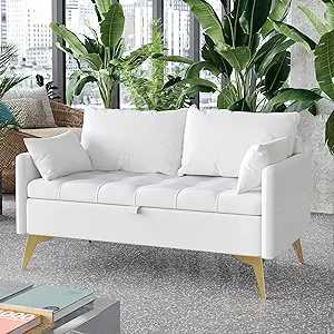 Love Seat Sofa Couch With Storage Space,Velvet Accent Sofa With Pillow, ... - $385.99