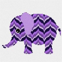 Pepita Needlepoint Canvas: Purple Bargello Elephant, 9&quot; x 9&quot; - £39.31 GBP+