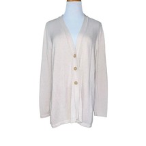 J. Jill Oatmeal Neutral V Neck Wool Silk Blend Cardigan Sweater Size Medium - $16.98