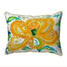 Betsy Drake Orange Octopus Small Indoor Outdoor Pillow 11x14 - £39.56 GBP