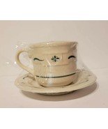 Longaberger Pottery Woven Traditions Teacup Mug &amp; Saucer Heritage Green ... - £19.65 GBP