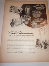 Vintage Club Aluminum Waterless Cookware Print Magazine Advertisement 1937 - £6.29 GBP