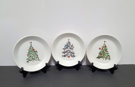 NEW RARE Pottery Barn Set of 3 Christmas in the Country Appetizer Plates 6.75" D - $34.99