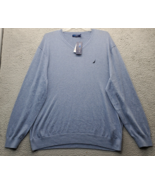 Nautica Sweater Mens 3XL Blue Relaxed Fit Elastic Cuff &amp; Hem V Neck Pull... - $40.22 CAD