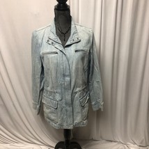 J Jill Light Wash Denim Jacket Womens Size Medium Cotton Casual Outerwear - $19.59