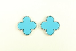 Medium Silver Plated Turquoise Motif Earrings - $30.00