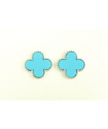 Medium Silver Plated Turquoise Motif Earrings - $30.00