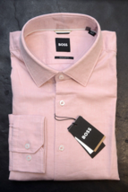 HUGO BOSS Uomo C-Joe Soft Regular Aperto Rosa Cotone Camicia 41 16 - $64.14