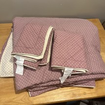 Vtg Laura Ashley Queen Comforter 2 Shams Reversible Nutmeg Plum Country Cottage - £107.22 GBP