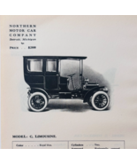 1908 Northern Motor Model C Limousine Catalog Advertisement Automobilia ... - $550.13 MXN