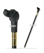 36.5&quot; Black Hound Dog Handle Gold Accented Gentlemen&#39;s Walking Cane Stick - £15.76 GBP