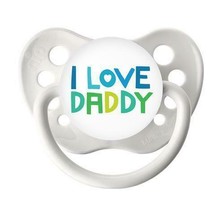 I Love Daddy Pacifier - White Soother - 0-18 months - Ulubulu - Baby Boy Binky - £6.42 GBP