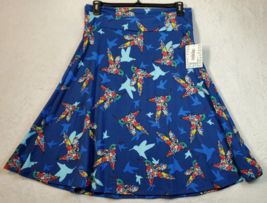 LuLaRoe Skirt Womens Size 2XL Blue Sparrow Print Polyester Elastic Waist Pull On - £14.53 GBP