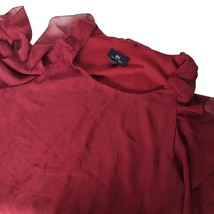 I.N. San Francisco Shift Dress Cold Shoulder Ruffle Sleeve Burgundy Red ... - $20.79