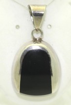 ONYX SOLITAIRE PENDANT REAL SOLID .925 STERLING SILVER 11.8 g - £50.91 GBP
