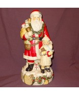 Vintage Santa Claus with Little Girl Toys Ceramic 16&quot; Figurine Holiday - £62.06 GBP