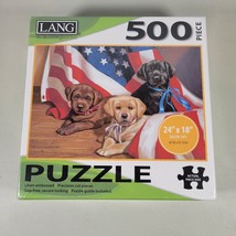 500 Piece Puzzle American Puppy Artwork by Jim Lamb Linen Finish New LANG - $9.96