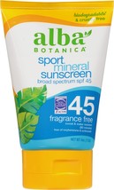 Alba Botanica Sunscreen for Face and Body, Sport Mineral Sunscreen Lotion, Broad - £18.43 GBP