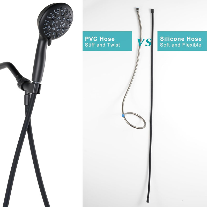 Shower Hose Replacement,79 Inches Extra Long Matte Black Silicone Handheld Showe Item image 6