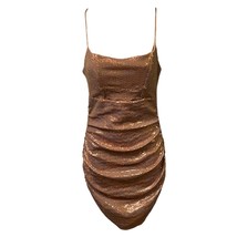 Urban Outfitters Dress Brown Bronze Sleeveless Metallic Stretch NEW M Ruching - £21.37 GBP