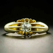 2CT Rund Künstlicher Diamant Solitaire Vintage Ring 14K Gelbgold Versilbert - £227.90 GBP