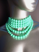 CLASSIC Graduated 6 Strands Turquoise Blue Beads Choker Necklace Earring... - £12.75 GBP