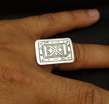 Moroccan Ring Silver Amazigh Tuareg Handcrafted Artisanal Berber Engraved Rings - £26.55 GBP