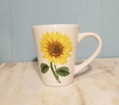 Sunflower Coffee Mug Cup 4.5&quot; Tall White Flower Spring - £6.00 GBP