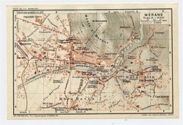 1927 Original Vintage City Map Of Meran Merano / South Tyrol / Italy - $27.31