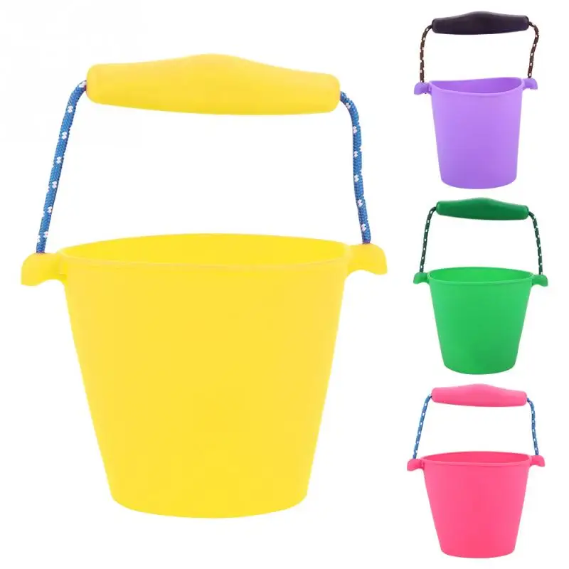 4 Colors Summer Beach Toys Foldable Beach Bucket Silicone Folding Hand-held - £9.52 GBP